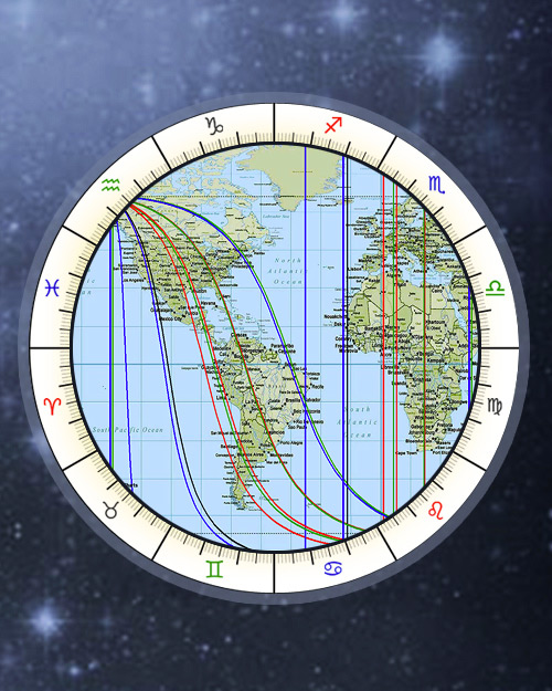 Free Astro Map, AstroCartography Online Cartography, Relocation Chart